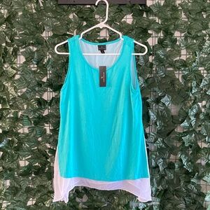 NWT Worthington Layered Tank size M Turquoise and White Tank Top